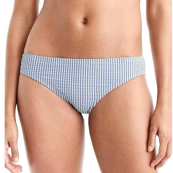 J. Crew Hipster Bikini Bottom in Seersucker Blue Stripe Women's Medium $59 BF116 - Picture 2 of 6